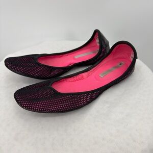 Adidas by Stella McCartney Black and Hot Pink Mesh Ballet Flats